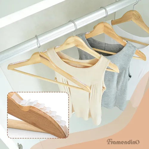 Miniatura 5 de Framendino, Paquete de 200 tiras antideslizantes de goma adhesiva para perchas de madera, ropa transparente