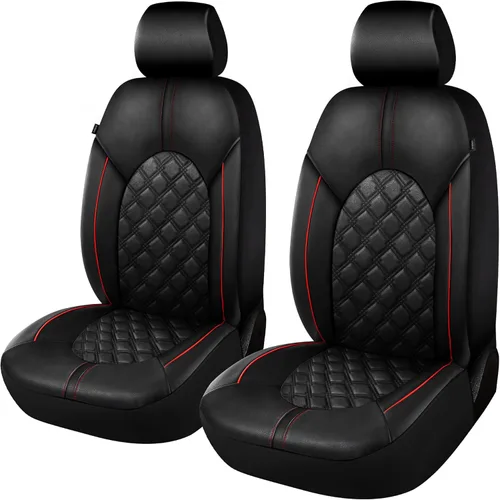 Miniatura 18 de CAROMOP Fundas de asiento de coche de cuero PU de lujo, juego delantero - Fundas de asiento impermeables y antimanchas para automóviles, fundas