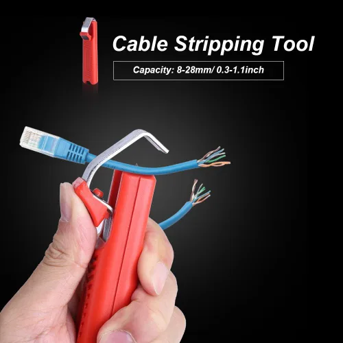 Miniatura 3 de Herramienta de pelado de cables, profundidad de corte ajustable, pelacables duros, mini cuchillo rojo, cortador de alicates, herramienta