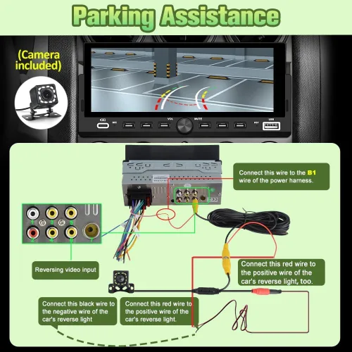 Miniatura 6 de Estéreo Universal Single Din para Automóvil con CarPlay Inalámbrico y Android Auto, Unidad Principal de Pantalla Táctil IPS de 6.86" con Cámara