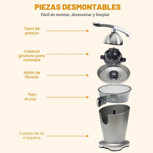 Miniatura 6 de NEWBULIG Exprimidor eléctrico de cítricos, exprimidor automático de naranja con mango de agarre suave, máquinas extractoras de jugo de naranja