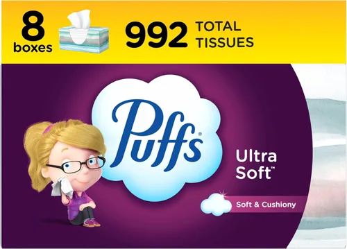 Miniatura 12 de Puffs Pañuelos faciales ultra suaves, 24 cajas familiares, 124 pañuelos por caja