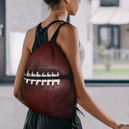 Miniatura 5 de Mochila con cordón para hombres y mujeres, bolsa de cordón para niños y niñas, con compartimento con cremallera, Fútbol, Classic