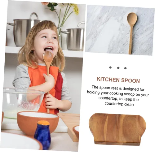Miniatura 4 de MAGICLULU Soporte de cuchara de madera para cocina, soporte para cuchara, plato de cuchara, bandeja para cucharas, soporte para espátula, soporte