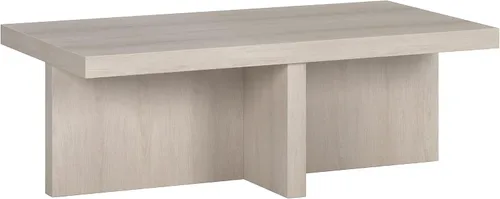 Henn&Hart Mesa de centro rectangular de 44 pulgadas con pedestal de madera de bajo perfil para sala de estar, habitación familiar u oficina, color
