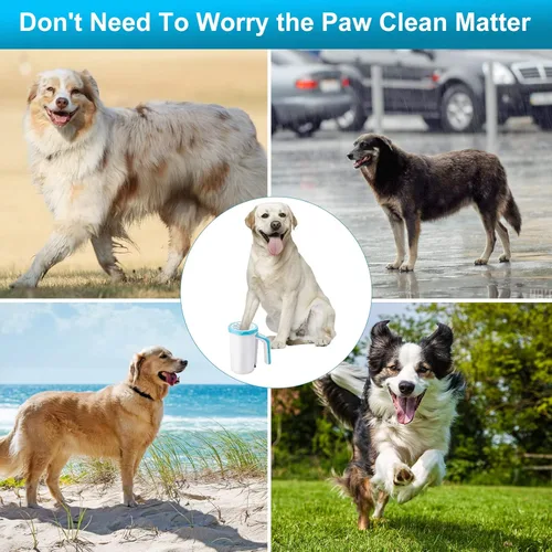 Miniatura 5 de Limpiador automático recargable de patas de perro, taza de lavado de patas de perro, limpiador portátil 2 en 1 de patas de mascota con cepillo