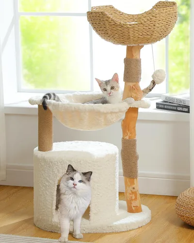 Miniatura 15 de MUTTROS Árbol de gato Cactus de 40" con torre para gatos, hamaca de alfombra grande de metal, poste para arañar para gatos de interior con Verde