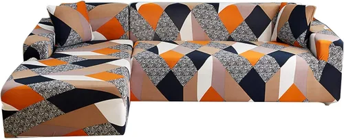 Miniatura 13 de HOTNIU Funda de sofá seccional de 2 piezas, funda elástica suave para sofá en forma de L, funda de sofá modular moderna con estampado para sala