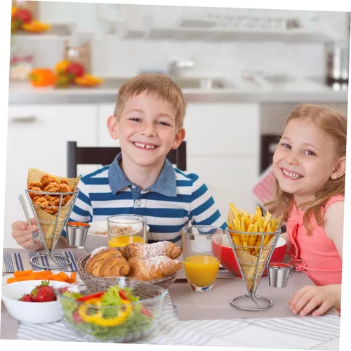 Miniatura 6 de Hemoton Soporte para papas fritas con 2 platos de inmersión, exhibición de pollo frito para fiestas, patio trasero, aperitivos