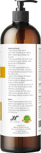 Miniatura 4 de velona - Aceite de pescado omega-3, 8 onzas líquidas, aceite portador 100% puro y natural, refinado, vitamina E, D, omega-3, cocina, cara, cuerpo