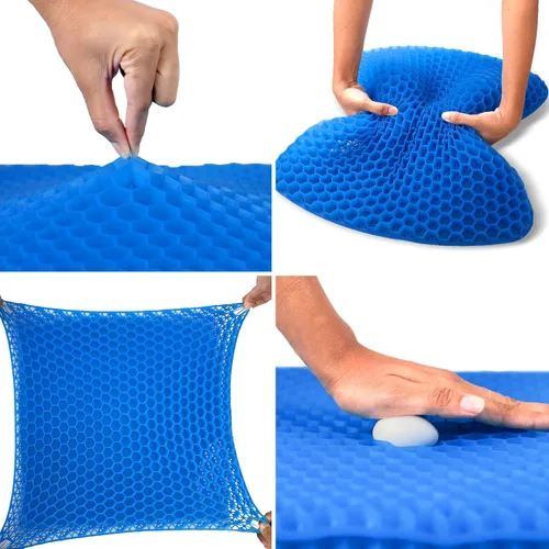 Miniatura 6 de EcoNour Cojín de asiento de gel para sentarse prolongadamente – Azul Cojín de gel de panal de doble capa para silla de oficina, coche y silla