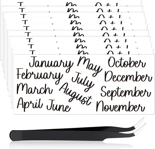 Miniatura 9 de Epakh 12 hojas de calcomanías para planificador mensual, calcomanías de diario con pinzas para codo, calcomanías creativas para calendarios