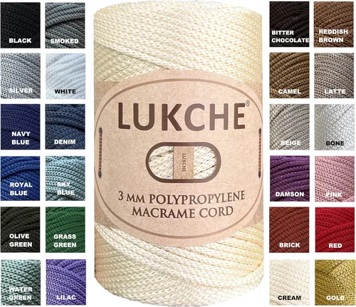 Miniatura 22 de Cordón de macramé de poliéster premium de 3 mm (134.72 metros), (250 g) 100% cuerda de macramé de polipropileno, hilo de crochet de macramé colorido