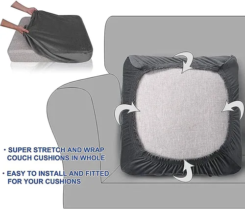 Miniatura 5 de Fundas elásticas de cojín para sofá, funda de cojín de terciopelo en forma de L para sofá chaise longue, funda de asiento de sofá seccional