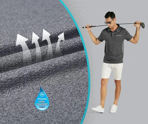 Miniatura 38 de V VALANCH Polo de golf de manga corta para hombre, estilo casual, con cuello que absorbe la humedad