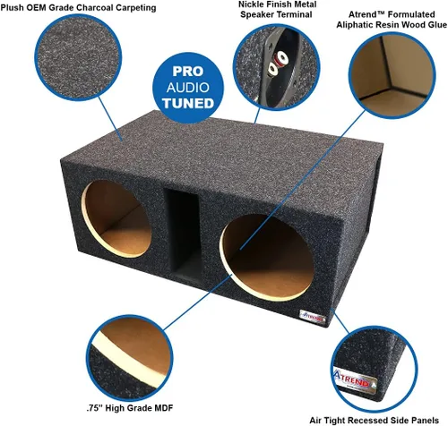 Miniatura 2 de Atrend Bbox Caja de subwoofer doble ventilada de 12 pulgadas – Pro Series Dual Vented SPL cajas de subwoofer para automóvil SPL – Caja de subwoofer