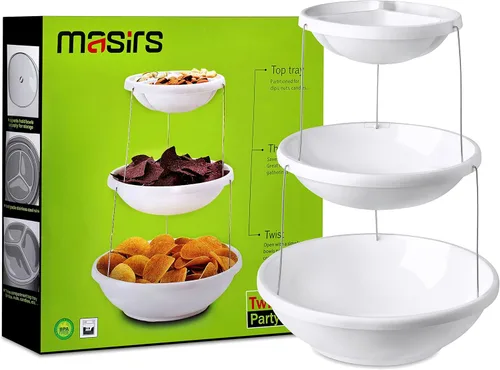 Miniatura 5 de Masirs Cuenco plegable de 3 niveles: diseño decorativo se pliega para un almacenamiento mínimo. Ideal para servir aperitivos, ensalada y fruta.