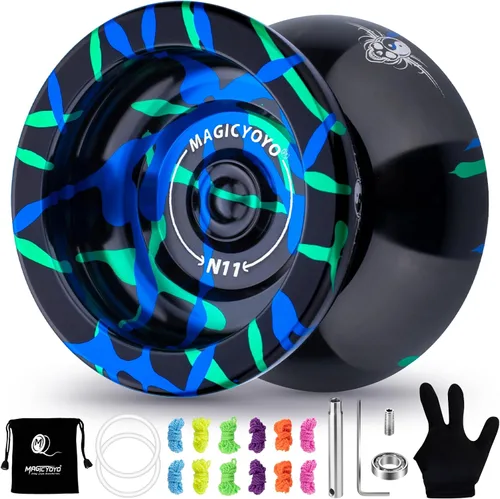 Miniatura 14 de MAGICYOYO Yoyos de Doble Propósito - N11 Aleación Dorada Negra Profesional No Responsivo Yo Yo y K2 Azul Rosa Amarillo Plástico Responsivo Yo-yo