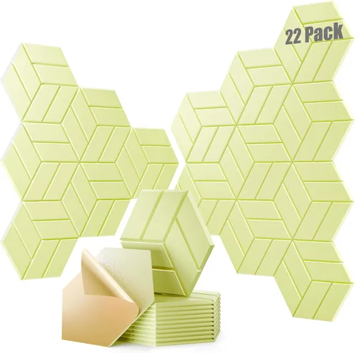 Miniatura 24 de 12 paneles acústicos autoadhesivos, paneles de espuma a prueba de sonido de 12 x 10 x 0.4 pulgadas para paredes, paneles de pared hexagonales Negro