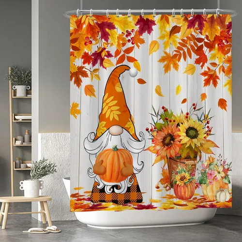 Miniatura 62 de Cortina de ducha de fantasma y gato negro para niños, 36 x 72 pulgadas, espeluznante y bonita, cortina de baño de Halloween con 6 ganchos, cortina