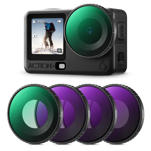 Miniatura 11 de K&F Concept - Kit de filtro ND PL Compatible con DJI Osmo Action 5 Pro/Osmo Action 4, 4 paquetes de filtro CPL ND8 ND16 ND32 de rosca, filtro
