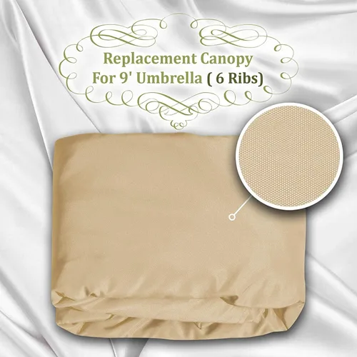 Miniatura 5 de BenefitUSA Toldo para cubierta de paraguas de 9 pies y 8 costillas para patio de repuesto para exteriores, color beige
