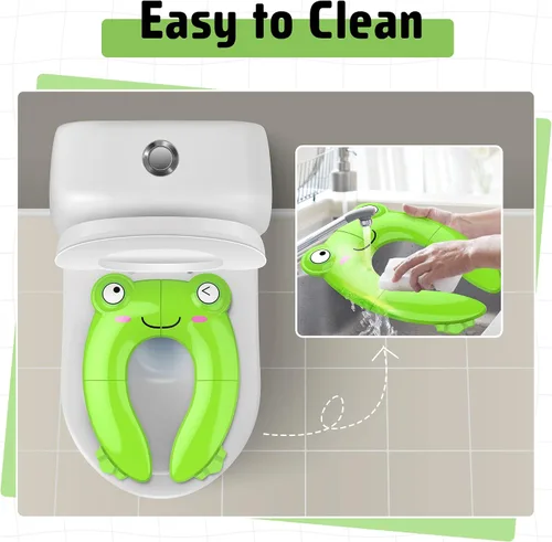 Miniatura 4 de Asiento de orinal portátil para viajes de niños pequeños - Funda de asiento de inodoro plegable antideslizante para entrenamiento de ir al baño