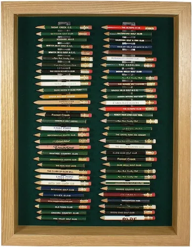 Miniatura 5 de Estuche de exhibición de lápices de golf Eureka Contiene 64 lápices de golf redondos o hexagonales Acabado en nogal Fabricado en Estados Unidos