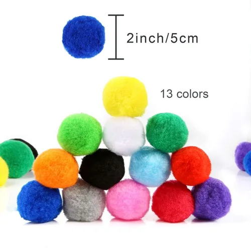 Miniatura 6 de Pllieay 120 pompones grandes de 2 pulgadas, bolas de pompón gigantes esponjosas para proyectos de artes y manualidades, fabricación y bolas