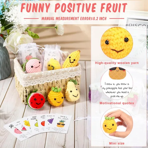 Miniatura 3 de Shappy 10 juegos inspiradores de fin de año, fruta positiva divertida, lana de punto, fruta bailarina, mini regalo de agradecimiento para compañeros