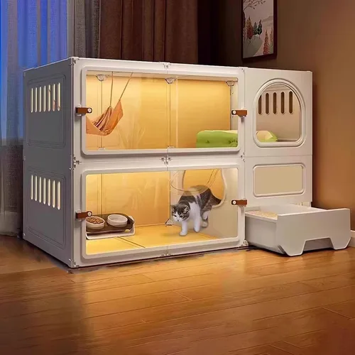 Jaulas grandes para gatos de 2/3/4 niveles para interiores, jaula para gatos con caja de arena, villa para gatos, jaula para gatos interior en el