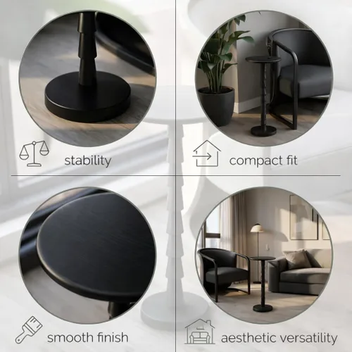 Miniatura 10 de Relso Sakala Mesa de Bebidas de Madera Maciza de Mango - 24 Pulgadas de Alto, Elegante Mesa Lateral, Mesa Terminal Moderna para Sala de Estar