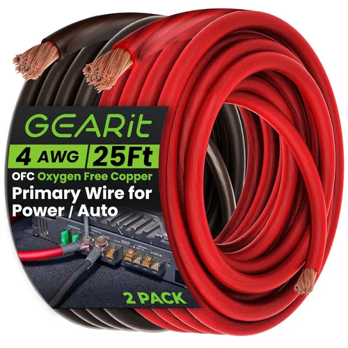 Miniatura 14 de GEARit Cable de tierra de cobre libre de oxígeno OFC calibre 1/0 (25 pies - Rojo translúcido) 0 AWG - Cable automotriz principal de Alambre