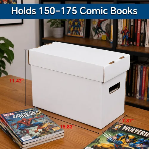 Miniatura 2 de PIT66 Paquete de 3 Cajas de Almacenamiento de Cómics que Contiene 150-175 Cómics Plegables y Apilables Caja Corta de Cómics a Prueba de Humedad Caja