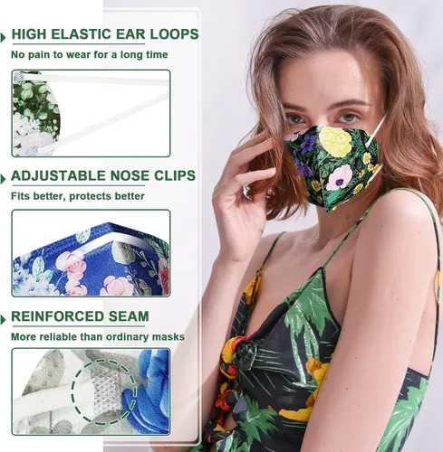 Miniatura 2 de Mascarillas Faciales KN95, paquete de 50 unidades, mascarillas faciales desechables empaquetadas individualmente con lazos elásticos de alta