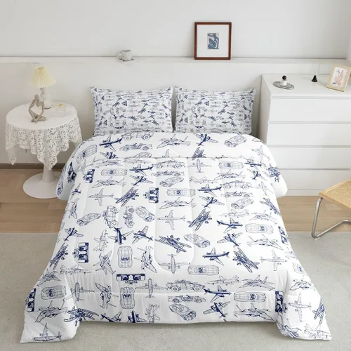Miniatura 51 de Feelyou Juego de edredón de coche de dibujos animados para niños, edredón de construcción para niños, juego de ropa de cama de camiones y equipos