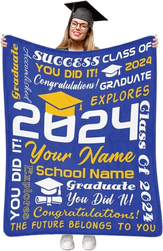 Miniatura 17 de Manta personalizada de graduación 2025, manta personalizada para regalo de graduación con nombre de la universidad, manta de felicitación