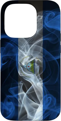 Miniatura 17 de iPhone 13 Pro Max Smoky Nicaragua Flag - Funda de orgullo nicaragüense estilo humo