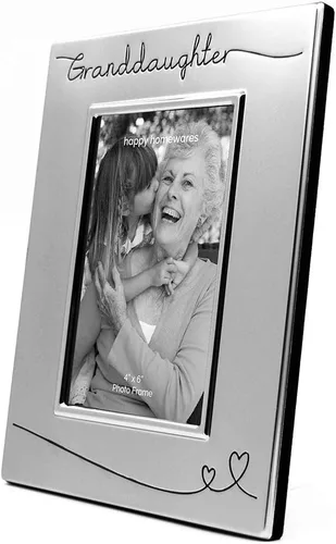 Miniatura 2 de Haysom Interiors Hermoso portarretratos de nieta chapado en plata de dos tonos de 4 x 6 pulgadas con terciopelo negro Idea de regalo única
