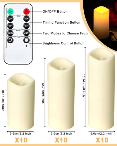 Miniatura 2 de Geelin 30 velas LED impermeables con 5 controles remotos, velas parpadeantes sin llama al aire libre, velas realistas que funcionan