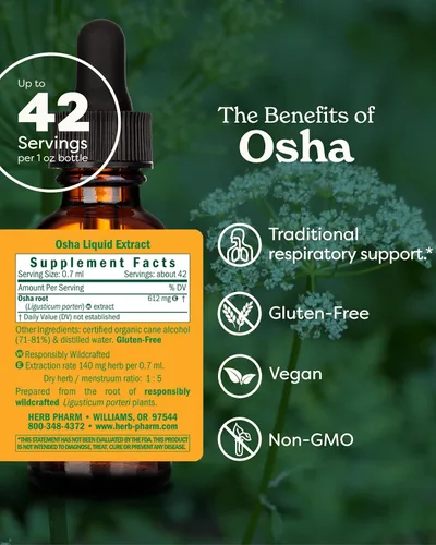 Miniatura 2 de Herb Pharm Gotas de extracto líquido de raíz OSHA para apoyo respiratorio, 1 onza
