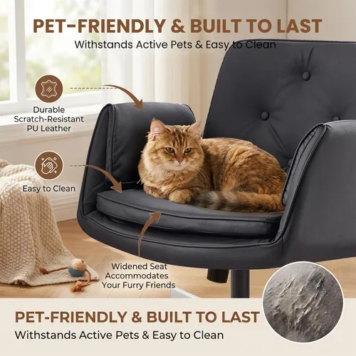 Miniatura 5 de Sepnine Silla giratoria con cruz cruzada, silla de escritorio con patas cruzadas para oficina en casa, cómoda silla a prueba de suciedad (negro)