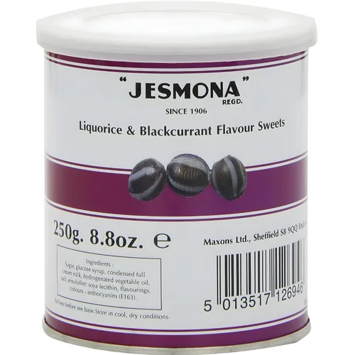 Miniatura 3 de Jesmona Caramelos de regaliz y grosella negra – Caramelo duro británico de 8.8 onzas (8.8 onzas), lata de regalo redonda, bolas de regaliz