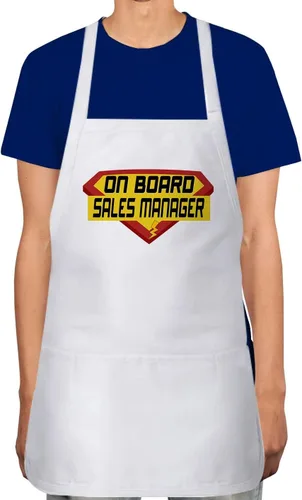 Makoroni - ON BOARD SALES MANAGER Career Apron Adjustable Kitchen Chef Apron with 2 Pockets Cooking Baking, DesU72