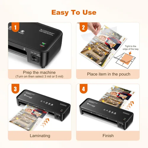 Miniatura 7 de Bonsaii Laminadora, máquina laminadora térmica de 9 pulgadas con tecnología Never Jam para documentos/pósters/fotos, máquina laminadora personal