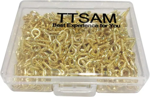 Miniatura 4 de 300 mini clavijas de ojo de tornillo, 10 ganchos de 0.197 in, tornillos autorroscantes para artes y manualidades, botellas con parte superior