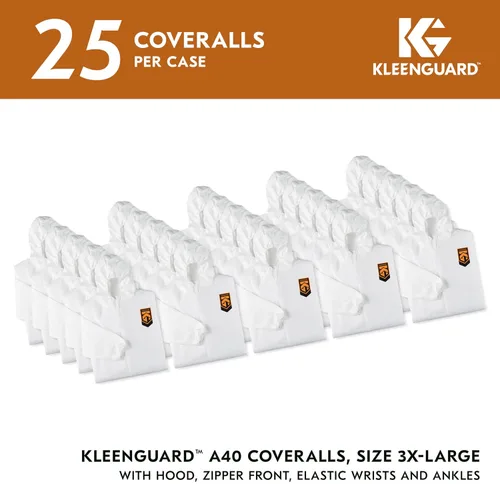 Miniatura 2 de Kleenguard Overol A40 de protección contra líquidos y partículas con capucha (44326), cremallera frontal, muñecas y tobillos elásticos (EWA)
