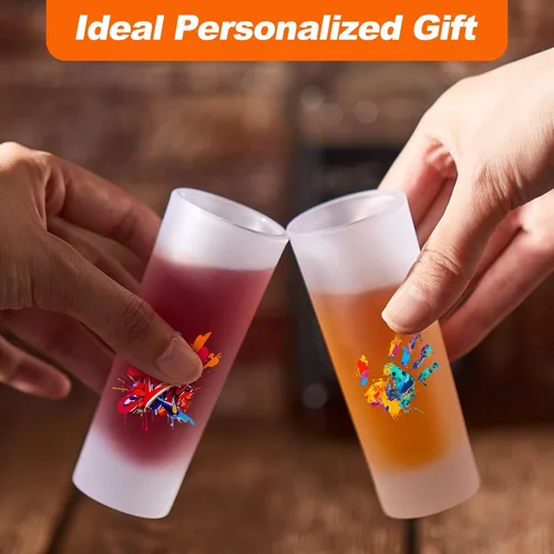 Miniatura 5 de Hsei 1 Pc Sublimation Frosted Shot Glasses 3 oz Shot Glasses Sublimation Blanks Personalized Glass Cups with Heavy Base for Wine Beer Vodka Whiskey