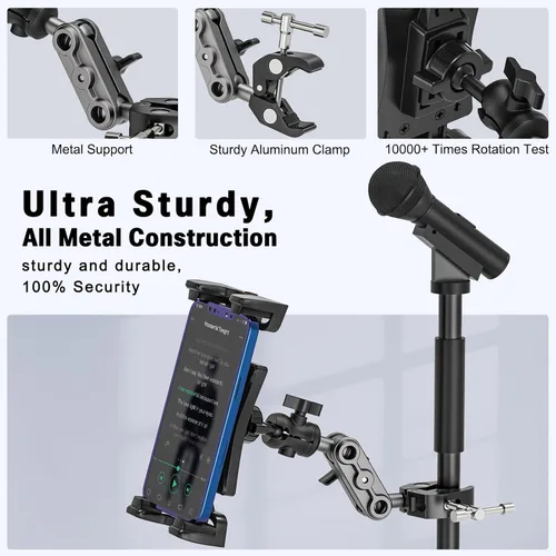 Miniatura 5 de Soporte para tableta para cinta de correr de bicicleta giratoria, soporte para iPad, soporte de manillar de bicicleta estática para bicicleta