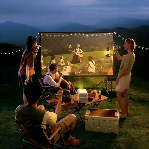 Miniatura 2 de Pantalla de proyector para exteriores con soporte, pantalla de proyector portátil de 120 pulgadas, pantalla de proyección para interiores